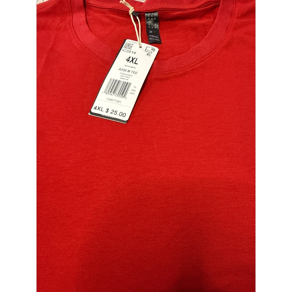Adidas A556 M Tee Mens 4XL Power Red Short Sleeve Golf Training Shirt IC3514 NEW